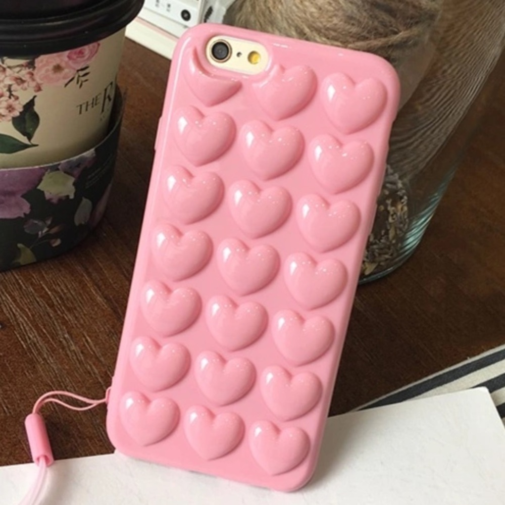 FINAL SALE iPhone 7/8 Case 3D Pink Candy Hearts - Picture 4 of 5